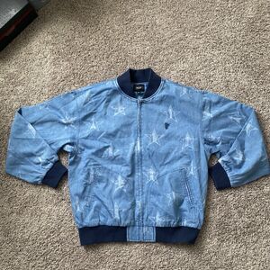HUF Landmark Denim Jacket Men's Size Large Stars All Over Print Streetwear New